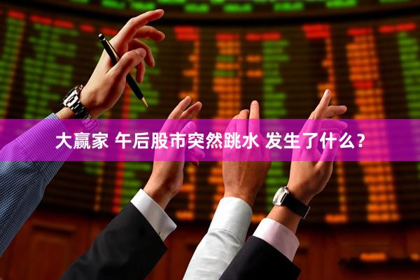 大赢家 午后股市突然跳水 发生了什么？