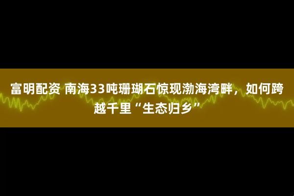 富明配资 南海33吨珊瑚石惊现渤海湾畔，如何跨越千里“生态归乡”